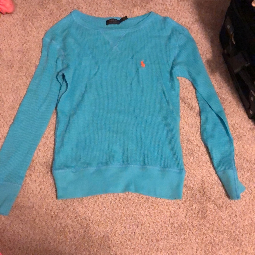 Blue thermal long sleeve Ralph Lauren shirt